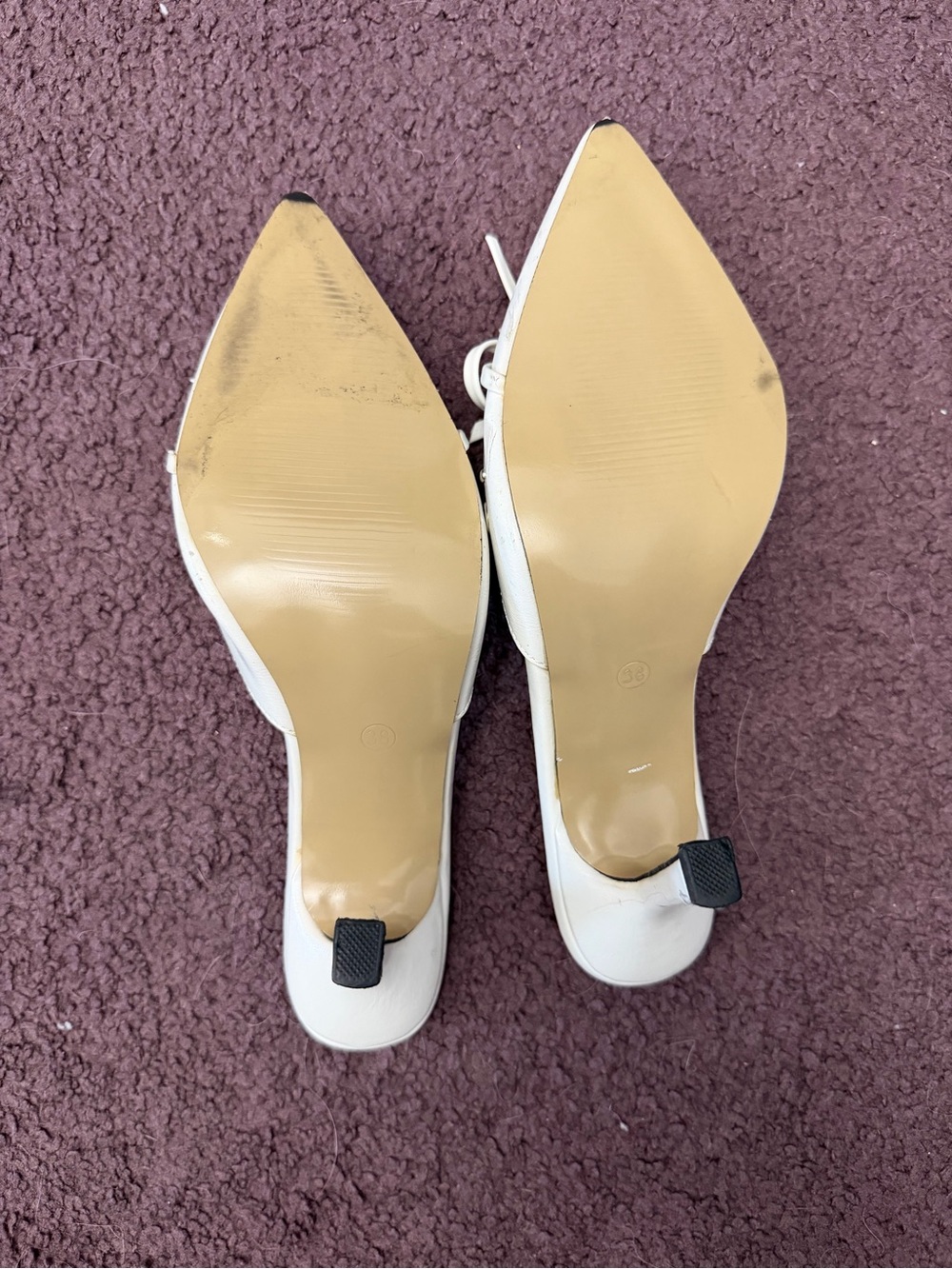 White Pointed Toe Bow Mule Flats - Women - Picture 4 of 4